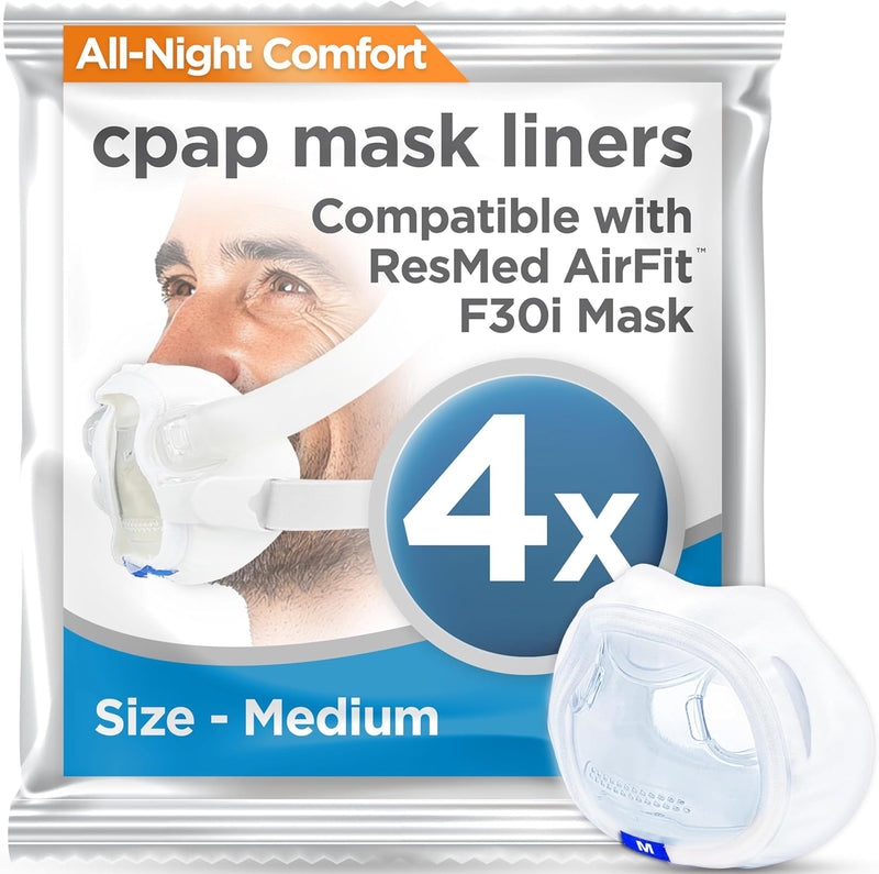 [Australia - AusPower] - resplabs CPAP Mask Liners - Compatible with ResMed AirFit F30i Masks, Medium - Reusable, Washable Cushion Covers - 4 Liner Pack Medium 