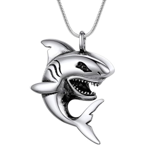 shajwo Cremation Jewelry Shark Urn Necklaces Silver