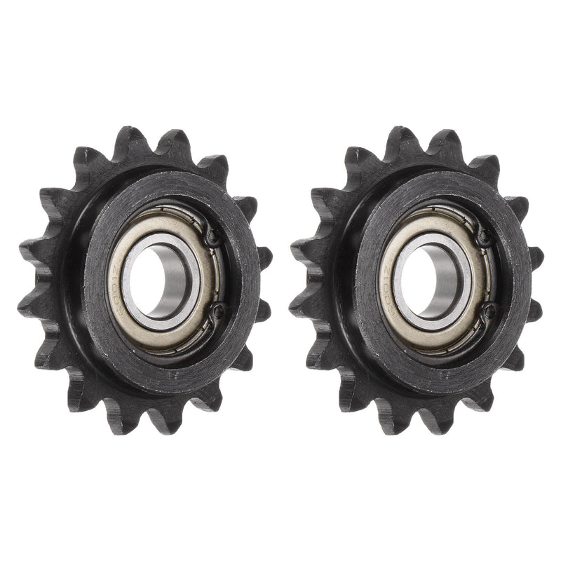 [Australia - AusPower] - uxcell 2pcs ANSI #35 / DIN(ISO)06C Roller Chain Idler Sprocket 12mm Bore, 3/8" Pitch, Hardened 16 Tooth Tensioner Sprocket, Insert Single Bearing (B Type) 