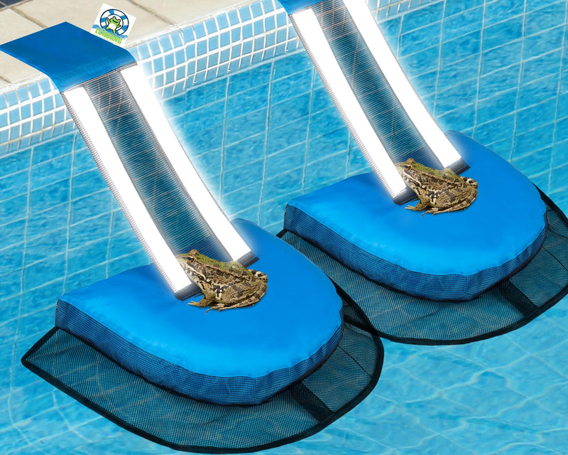 [Australia - AusPower] - Pro Pool Animal Critter Escape Ramp 2Pcs Frog Saver Pads Ladder for Swimming Pools Lily Pad for Frogs Float Life Saving Wildlife Duck Duckling Creature Rescue Bridge Log Maintenance Kits Accessories Blue-2Pack 