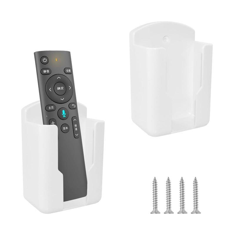[Australia - AusPower] - MARRTEUM 2 Pcs Remote Control Holder Rack, Wall Mounted Media Storage Box Case Organizer with Screws for Air Conditioner and TV Remote Controller (White) White 