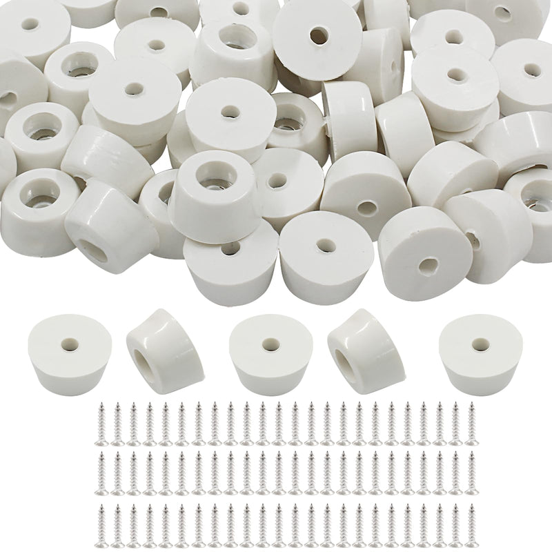 [Australia - AusPower] - Hordion 52Pcs Rubber Feet Cutting Board Feet, 0.56" W x 0.29" H Round Rubber Bumpers Non-Slip with Screws & Built-in Washers for Furniture Electronics Appliances, White 52 0.56" W x 0.29", White 