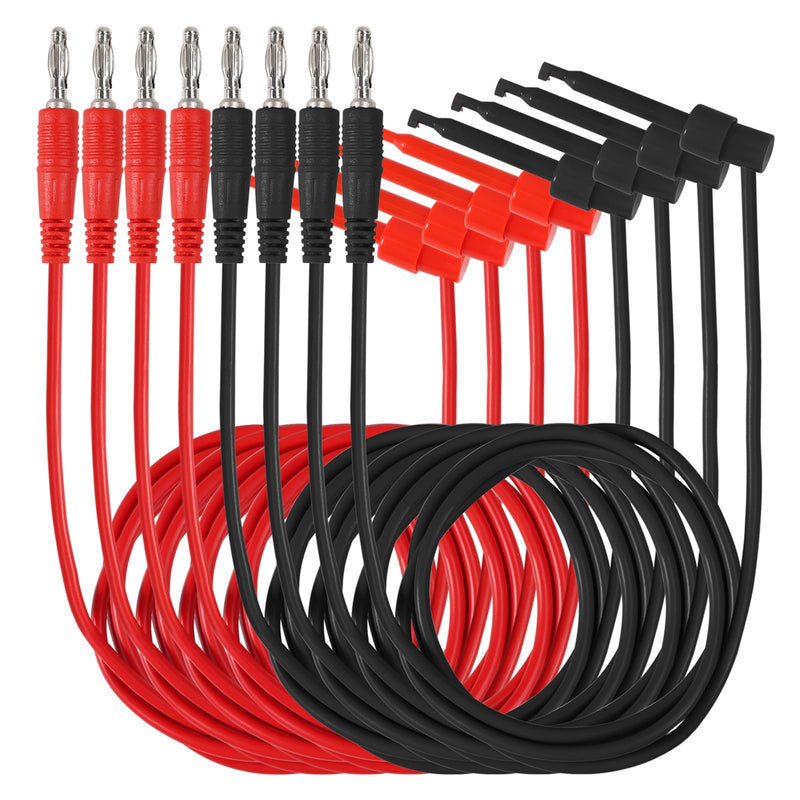 [Australia - AusPower] - DIANN 8pcs Banana Plug to Test Hook Clips Test Lead Cable Line Wire 4mm Banana Plug for Multi-Meter Electrical Test Jumper Wire 1m/3.3ft Electrical Connector 