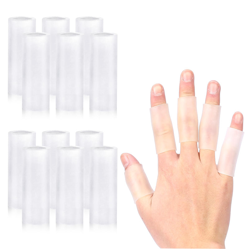 [Australia - AusPower] - 20 Pcs Finger Sleeves Protectors Silicone Finger Sleeve Gel Finger Sleeve Protectors Finger Covers Cushions and Protects Rubber Finger Shields Provide Relief forCracked Finger Transparent 