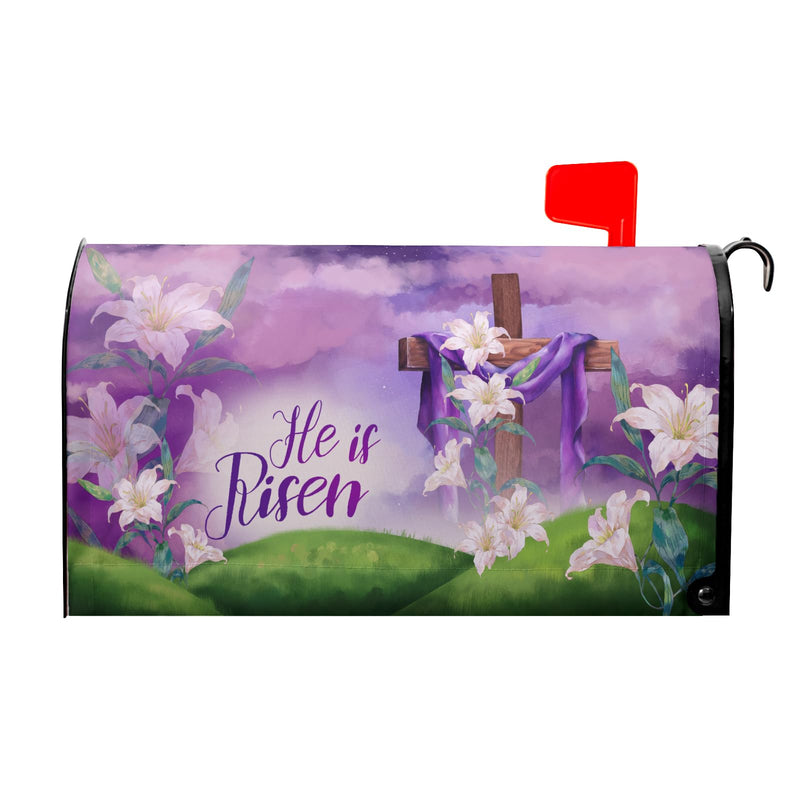 [Australia - AusPower] - Easter He is Risen Mailbox Covers Magnetic Happy Easter Mailbox Cover Standard Size 25.5 x 21 Inch Spring Purple Flowers Mailbox Wrap Post Letter Box Cover Decorative for Home Outdoor Garden 25.5x21 in Easter-1 