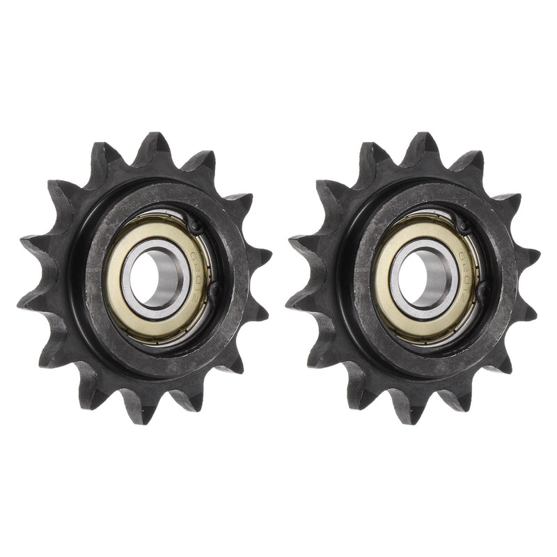 [Australia - AusPower] - uxcell 2pcs ANSI #40 / DIN(ISO)08A Roller Chain Idler Sprocket 12mm Bore, 1/2" Pitch, Hardened 14 Tooth Tensioner Sprocket, Insert 2 Bearings (B Type) 