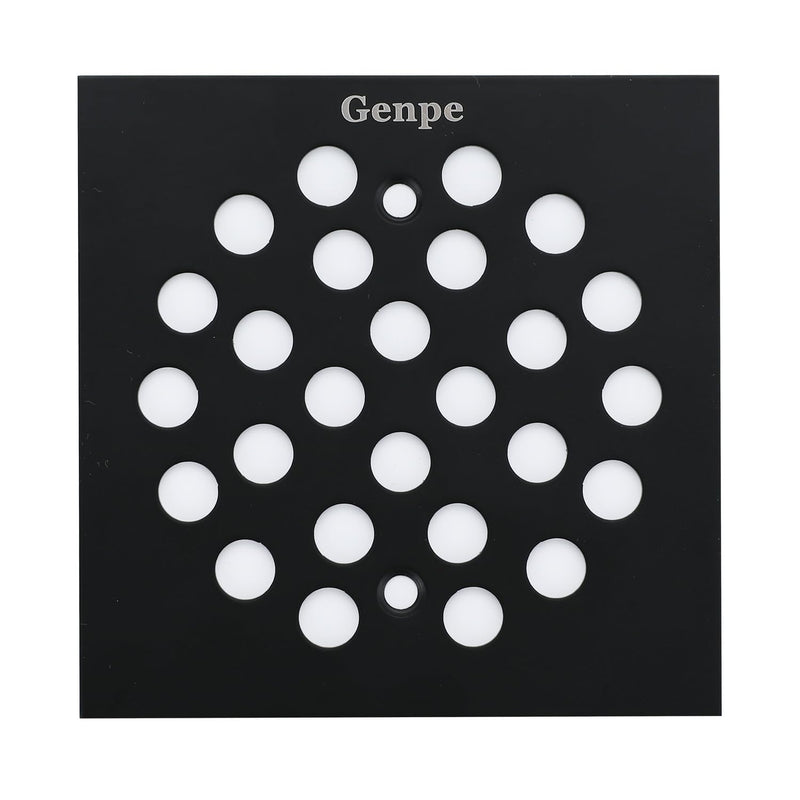 [Australia - AusPower] - Genpe Square 4-1/4 Inch Screw-in Shower Drainer Cover Replacement Stainless Steel Floor Drain Grate with Screws Matte Black 1 