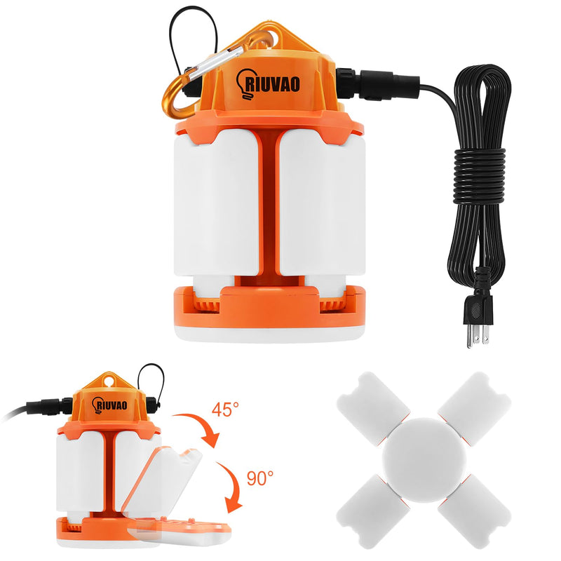 [Australia - AusPower] - 60w LED Temporary Work Light,9000Lm 5000K Super Bright Construction Lights 4 Adjustable Light Panels,Led Work Light IP67 Dust Waterproof with Hook Portable Linkable for Job Site Garage Lighting 