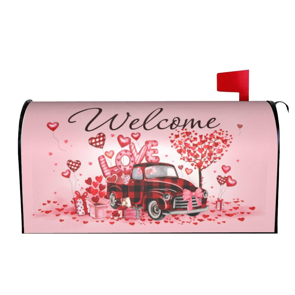 [Australia - AusPower] - Valentine's Day Mailbox Cover Magnetic Welcome Love Heart Truck Mailbox Wraps Post Letter Box Cover for Garden Yard Home Decor Standard Size 21" x 18" Valentine's Day 