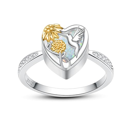 Hummingbird Cremation Urn Rings Holds Loved Ones Ashes 925 Sterling Silver Cremation Keepsake Ring Jewelry for Women 6