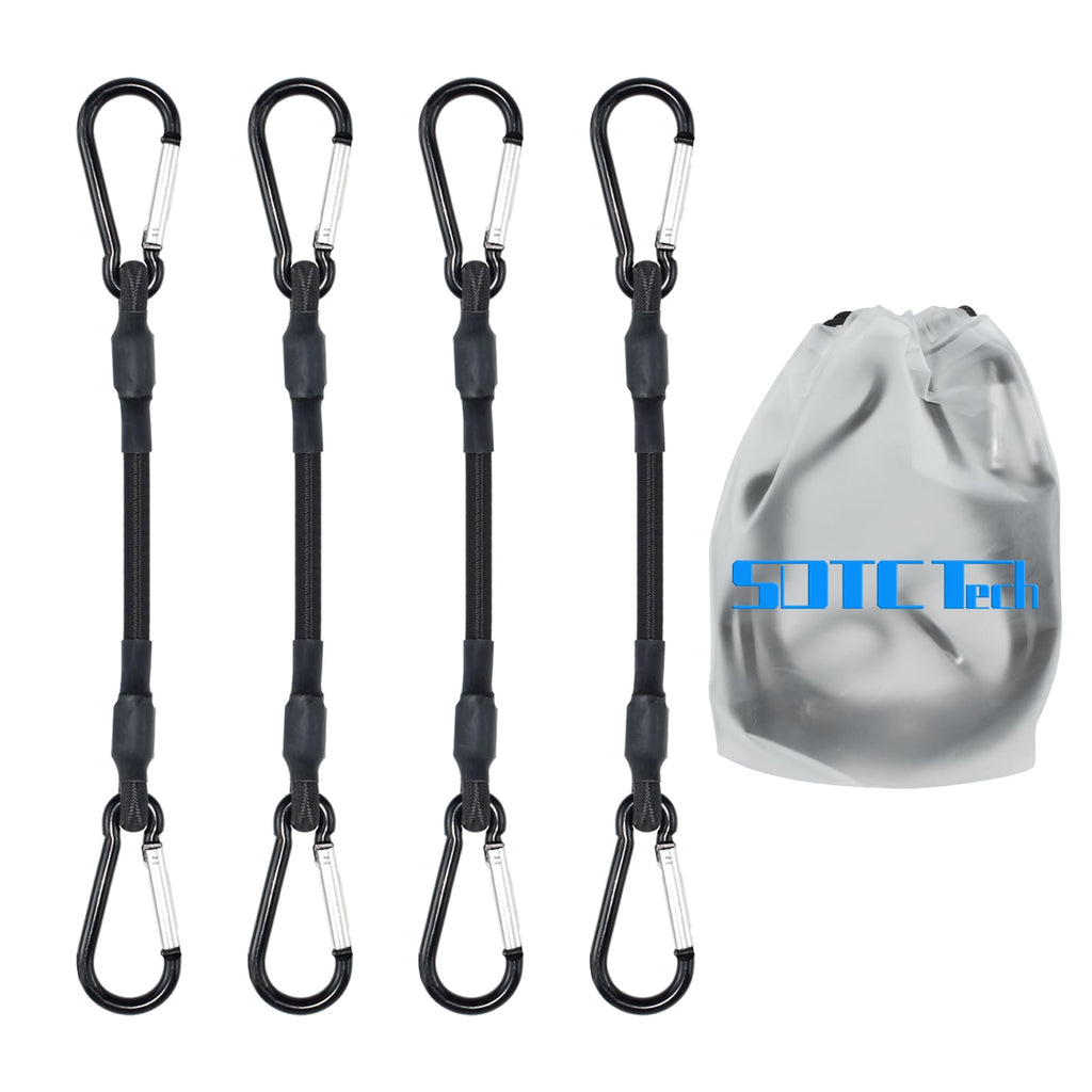[Australia - AusPower] - SDTC Tech 12IN Mini Short Bungee Cords with Carabiner Hooks Heavy Duty Elastic Tie Downs Straps for Tent, Bike, Kayak, Luggage (4-Pack) 12INCH-4PCS 
