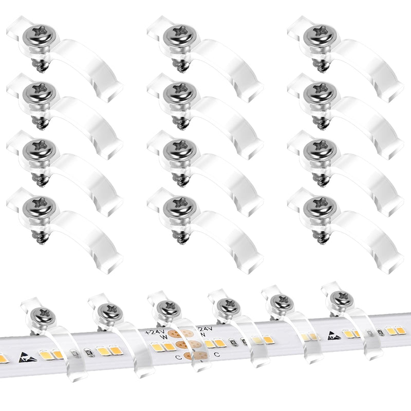 [Australia - AusPower] - 200 Pack LED Strip Mounting Clips Light Strip Mounting Bracket Transparent Fixing Clips for 10mm Wide IP65 Waterproof LED Strip Light Outside LED Strip Light Clips with Screws Rope Light Hangers 