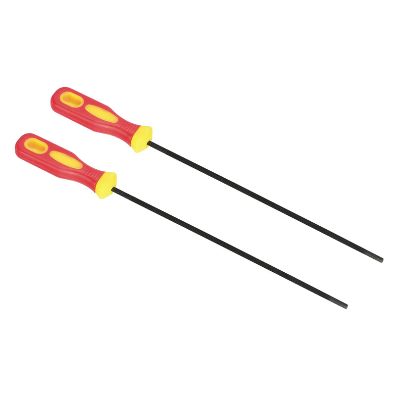 [Australia - AusPower] - PATIKIL Chainsaw Chain Sharpening File, 2 Pack 5/32-Inch (4.0 Mm) Round Chain Saw Sharpener File with Plastic Handle for Chainsaw, Red Yellow 