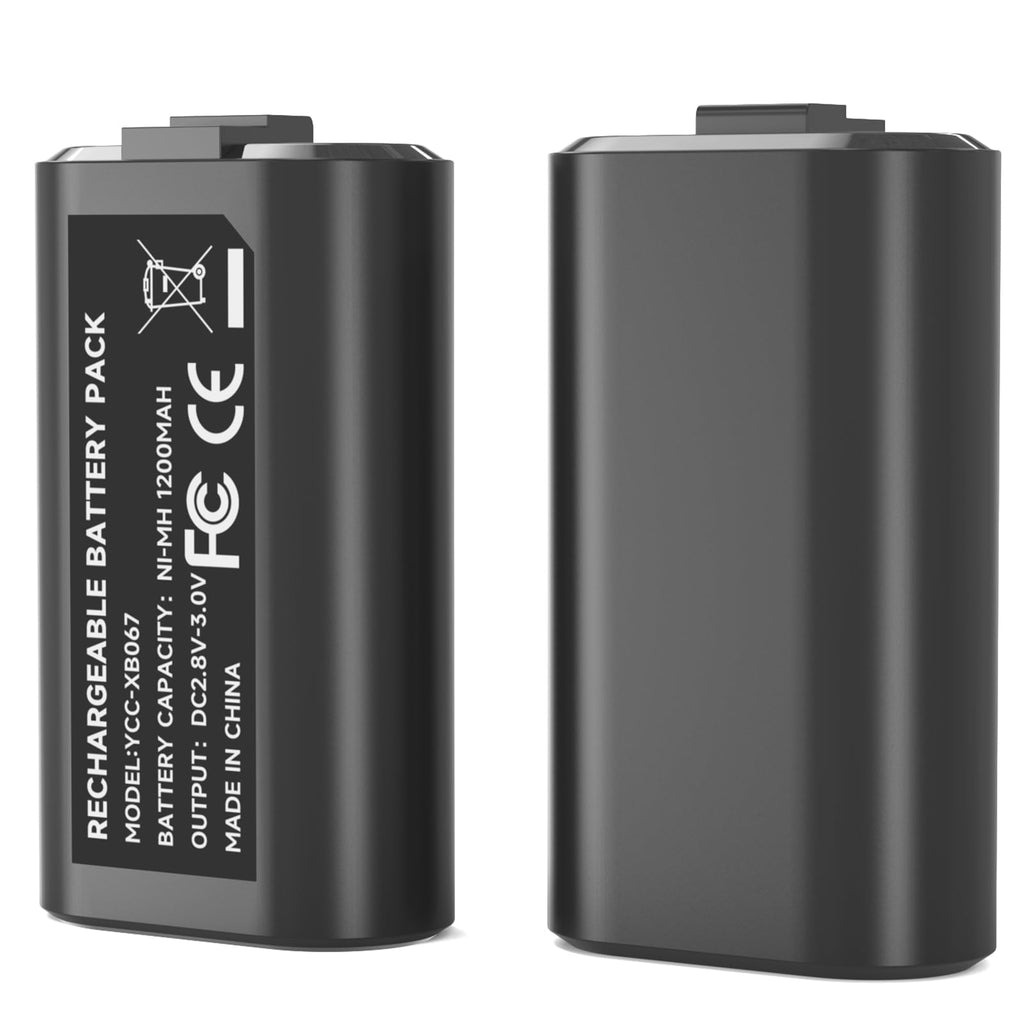 [Australia - AusPower] - YCCSKY Rechargeable Battery Pack for Xbox Series X|S and Xbox One, 2 Pack 1200mAH Xbox Battery Pack for Xbox Series X/Xbox Series S/Xbox One/X/S/Elite(2 Batteries Only) black 