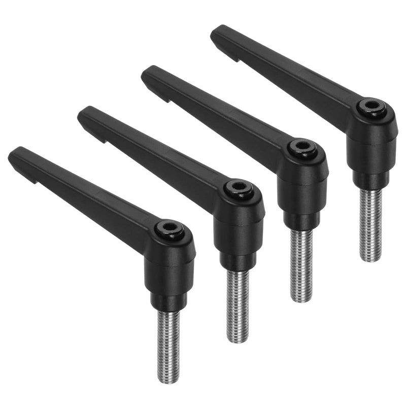[Australia - AusPower] - uxcell 4pcs Clamping Lever Handles, M10 x 35mm 304 Stainless Steel Threaded Male Stud, Adjustable Handles Locking Quick Release Ratchet Push Button Bolt Knobs, Black 