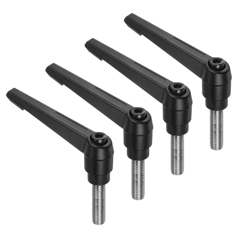 [Australia - AusPower] - uxcell 4pcs Clamping Lever Handles, M12 x 40mm 304 Stainless Steel Threaded Male Stud, Adjustable Handles Locking Quick Release Ratchet Push Button Bolt Knobs, Black 