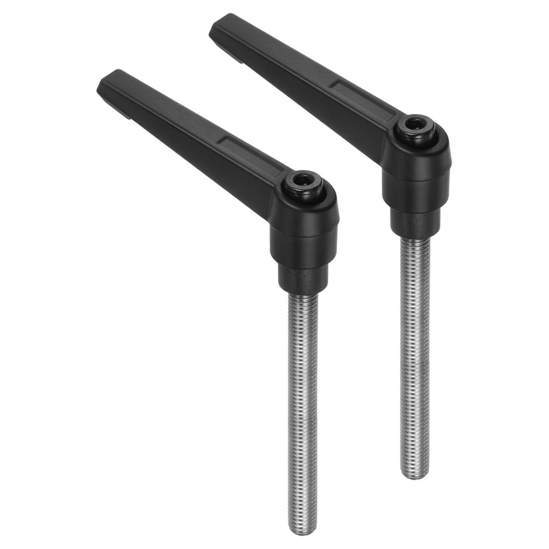 [Australia - AusPower] - uxcell 2pcs Clamping Lever Handles, M8 x 70mm 304 Stainless Steel Threaded Male Stud, Adjustable Handles Locking Quick Release Ratchet Push Button Bolt Knobs, Black 