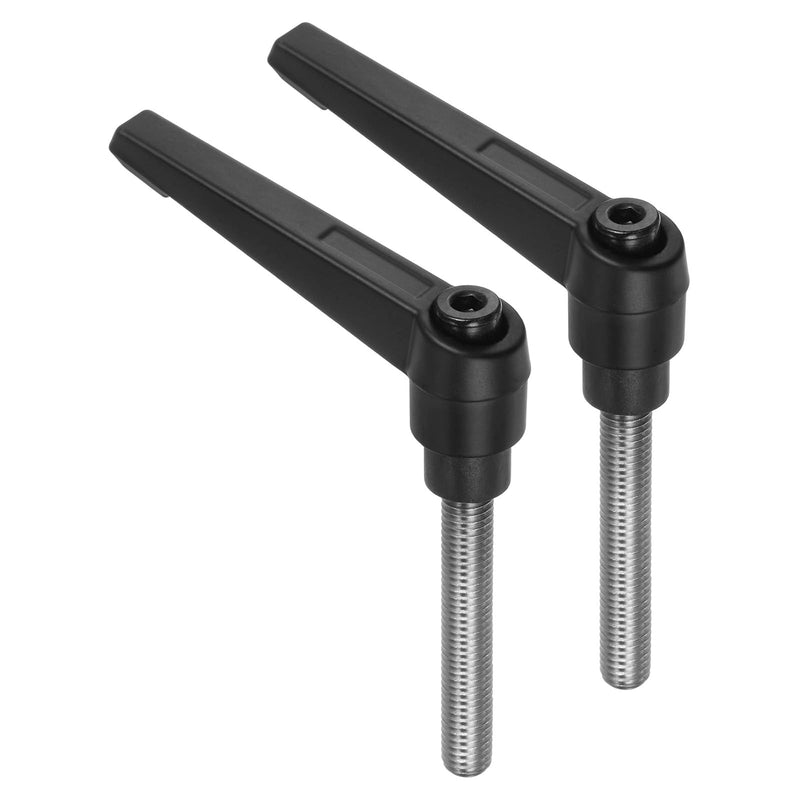 [Australia - AusPower] - uxcell 2pcs Clamping Lever Handles, M8 x 50mm 304 Stainless Steel Threaded Male Stud, Adjustable Handles Locking Quick Release Ratchet Push Button Bolt Knobs, Black 