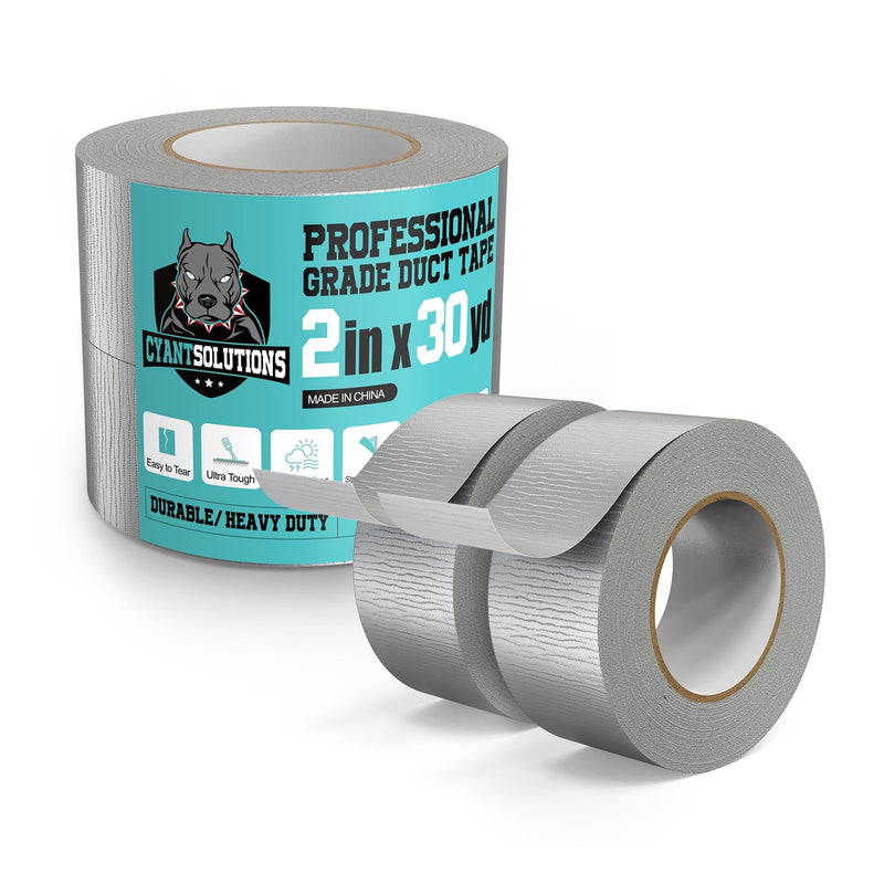 [Australia - AusPower] - CyantSolutions Duct Tape Grey Heavy Duty - 2-Pack with Super Strong Adhesion Dual Tape Heavy Duct, 2 Inch x 30 Yard Waterproof Backing, Easy to Tear by Hand 2-Pack, 2 Inch x 30 Yard 