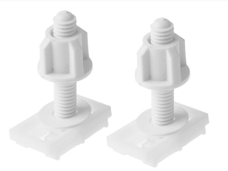 [Australia - AusPower] - 2Pcs White Plastic Toilet Seat Screws and Nuts with Washers,Hinge Bolts Screws Hinges Replacement Parts for Mounting Toilet Seats Toilet Lid Toilet Seats Toilets and Toilet Parts 