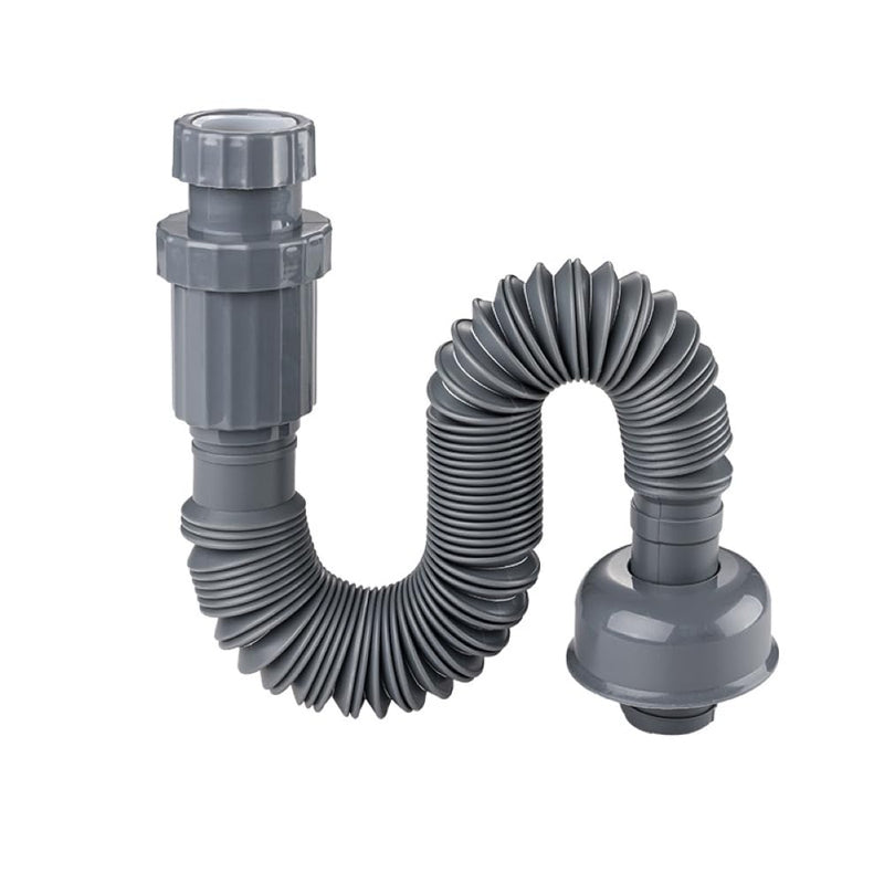[Australia - AusPower] - Plastic Bathroom Sink Drain Pipe, Flexible Sink Drain Pipe, Kitchen Sink Drain Pipe, Gray, Retractable, 13-35 inches 