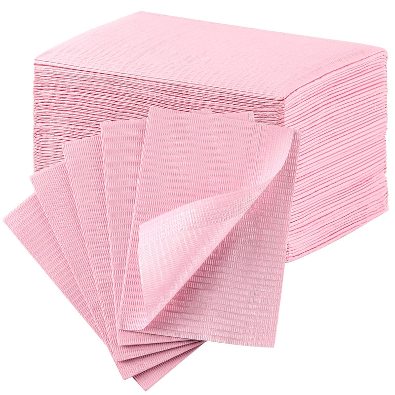 [Australia - AusPower] - JMU Pink Dental Bibs, 50 Pack 3-Ply Waterproof Disposable Dental Bibs 13"x18" for Dental Clinic, Tattoo Shop, Nail Salon 13"x18" 