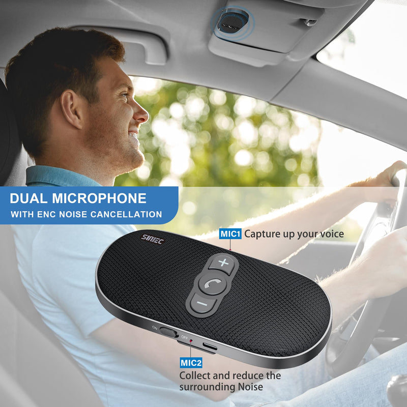 [Australia - AusPower] - Bluetooth Car Speaker Phone: Hands Free Calling Kits 6W in car Speakerphone for Safe Driving - Support Siri Google Assistant Voice Calls/Motion Auto ON Off - BC990P 