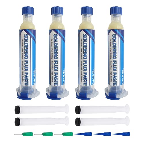 Solder Paste Flux Lead Free No-Clean Solder Paste Flux for Repair SMD/PCB/IC/BGA, Supplied by WIVIE (4 Packs) 40cc