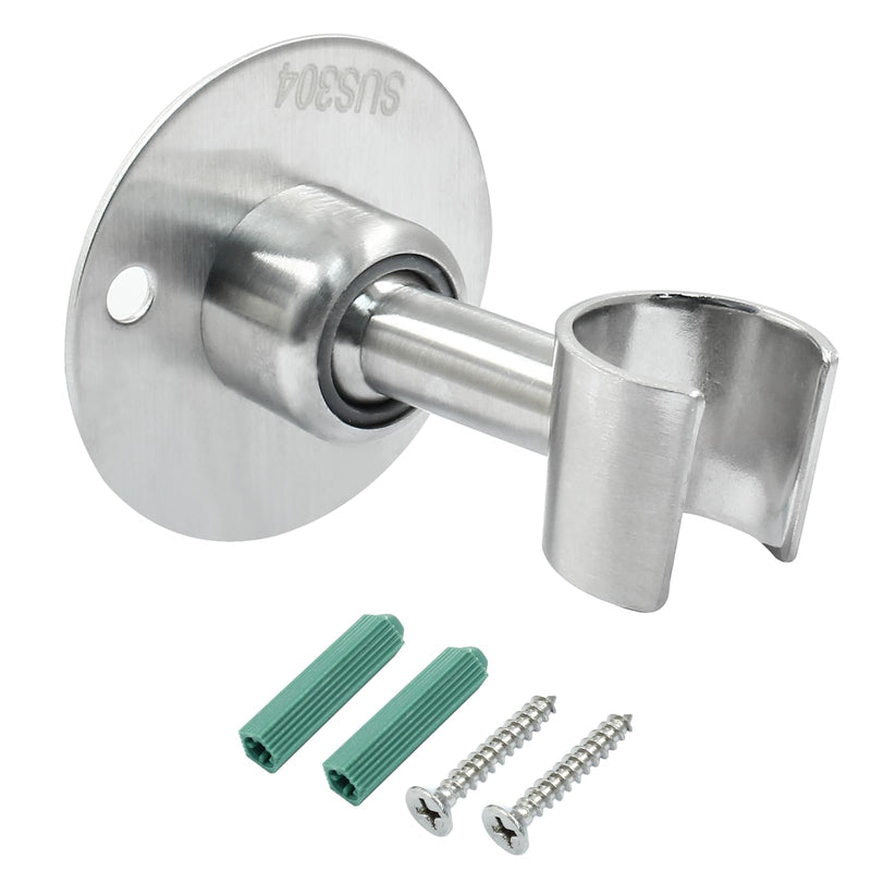 [Australia - AusPower] - Unlorspy 304 Stainless Steel Shower Head Holder Bracket, 360Â° Adjustable Brushed Nickel Sturdy Wall Mount Bracket for Handheld Bathroom Shower (Screw Installation) 