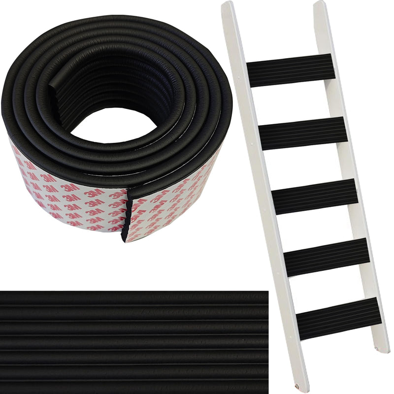 [Australia - AusPower] - 6.6 FT Black Bunk Bed Ladder Pads PVC Soft Corner Protectors with Strong Adhesive, Stair Steps Cover for Ladder, Stair Edge, Sharp Edges, Desk, Table, Furniture 