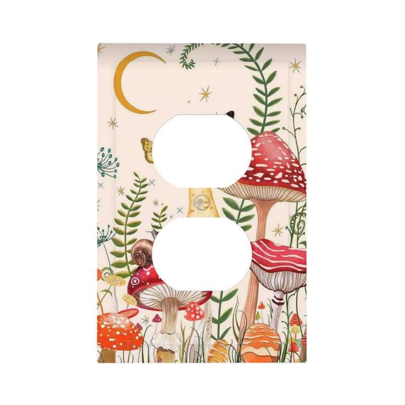 [Australia - AusPower] - Nature Plant Botanical Daisy Mushroom Moon Butterfly Single Duplex Wall Plate Covers Light Switch Cover 1 Gang Outlet Plate Decorative Switchplate Covers Electrical Faceplate For Country Decor 1 Gang Duplex/5x3 IN 
