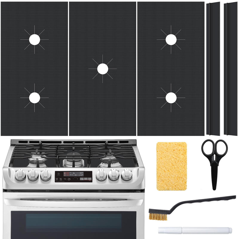 [Australia - AusPower] - BORISCA Gas Stove Burner Covers, with 2 Stove Gap Covers, Non-Stick Washable Gas Stove Protectors Reusable Stove Top Covers for Gas Burners, Gas Stove Cover Mats Compatible With Samsung Gas Stove 