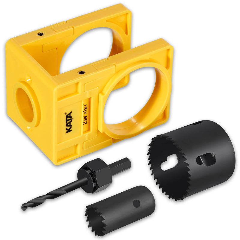 [Australia - AusPower] - KATA 1-3/8" - 1-3/4" Door Lock Installation Set with Guide Template, Door Lock Hole Saw Kit Ideal for Wooden Doors Box 