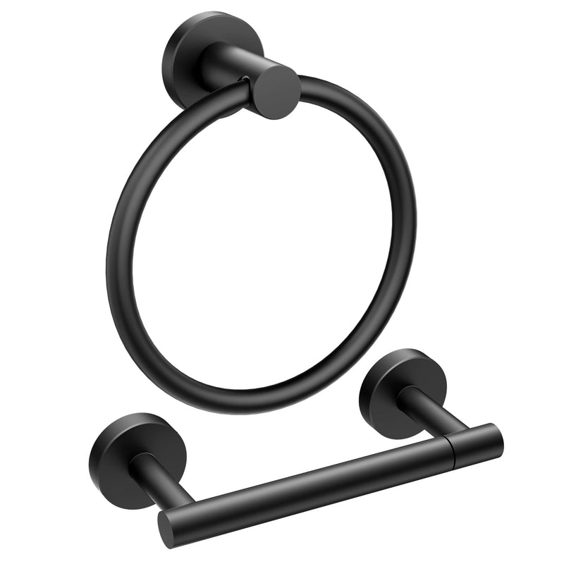 [Australia - AusPower] - FORIOUS Matte Black Toilet Paper Holder and Towel Ring Set [Wall Mount, Sus304 Stainless Steel] Toilet Paper Holder Bathroom Towel Holder Hand Modern Bathroom Hardware Set for Bathroom, RV 