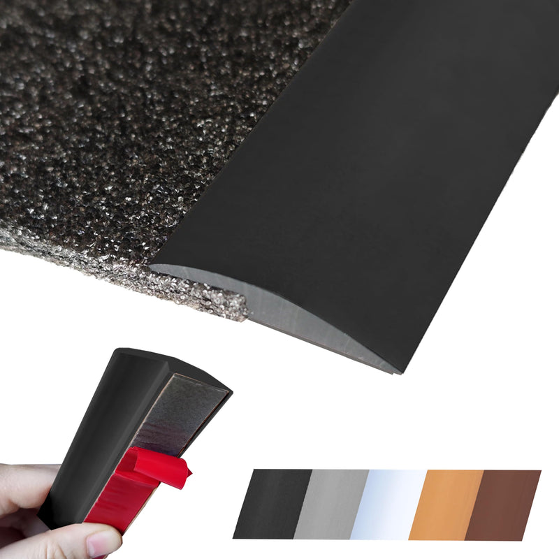 [Australia - AusPower] - Floor Transition Strip Self Adhesive Carpet Wood Tile Vinyl Flooring Laminate Transition Cover Edge Trim Gap Doorway Threshold for Uneven Floors Heights Within 5 mm (Black, 40 inches) Black 