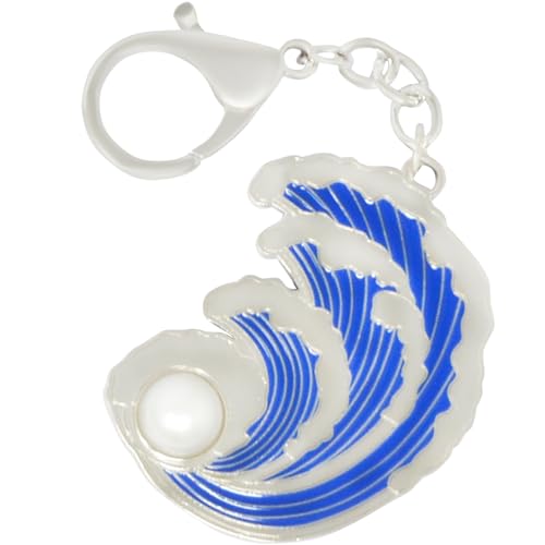 Feng Shui Water Wave with Purple Pearl Good Fortune ＆ Wealth Keychain Amulet Keyring