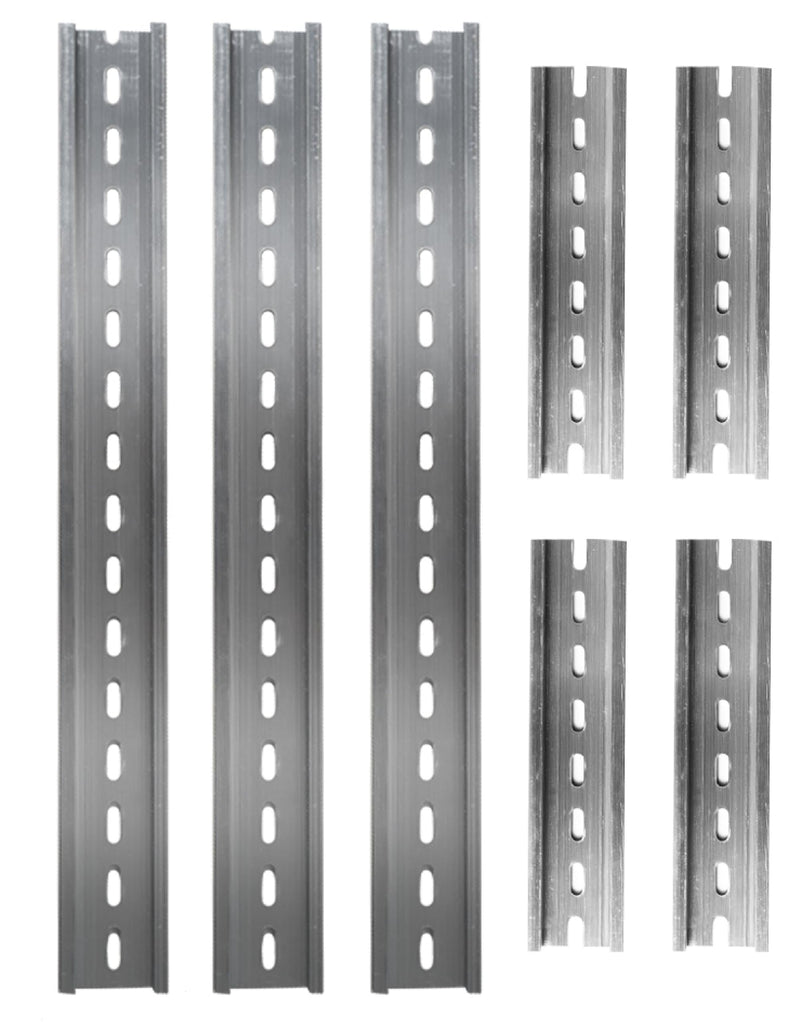 [Australia - AusPower] - 7 Pieces DIN Rail Slotted Aluminum RoHS Three 12-13" inches and Four 6" Pieces Long 35mm Wide 7.5mm High 1.4mm Thickness 