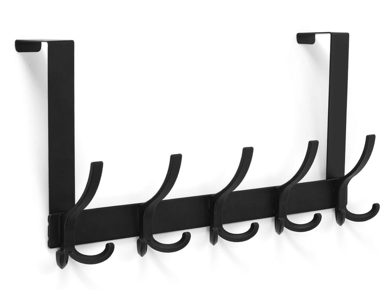 [Australia - AusPower] - Over The Door Hooks for Hanging, Over The Door Hanger with 5 Triple Coat Hooks, Over The Door Towel Racks for Bathroom, Door Hanger Hooks for Coat, Bags and Hat (Black, 1 Pack) Black 