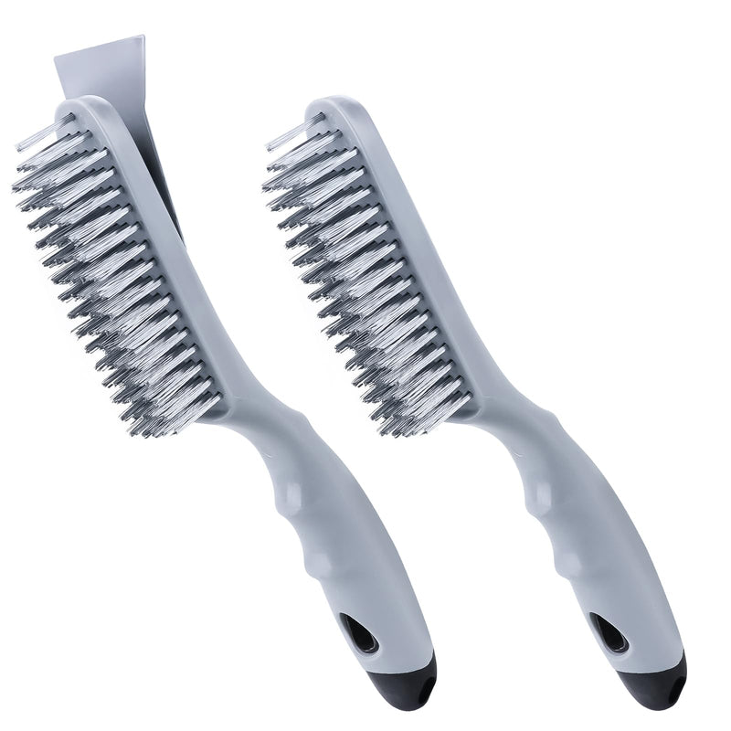[Australia - AusPower] - Stainless Steel Wire Brush Set 2Pcs,Heavy Duty Wire Brushes with Strong Handle & Metal Scraper,for Cleaning Welding Slag & Rust,Dust and Paint Scrubbing Wire Brush Set 2Pc 