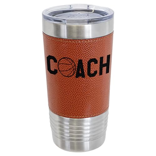 Basketball Coach Stainless Steel Tumbler - 20oz Insulated - Textured Basketball Look and Feel