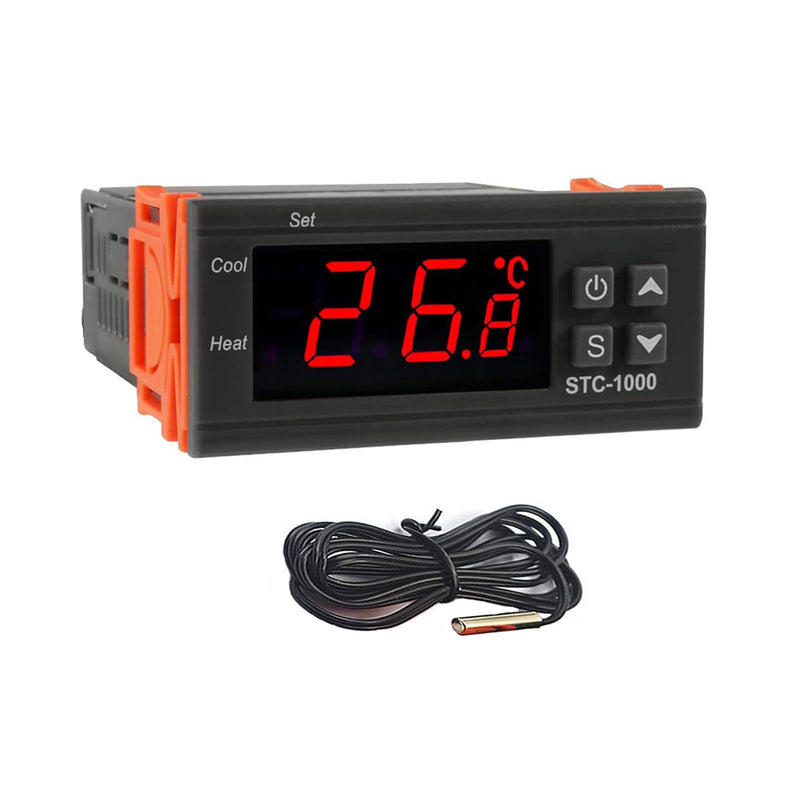 [Australia - AusPower] - STC-1000 Digital Temperature Controller,AC 10A 110V-220V Digital LED Temperature Controller Heating Cooling Centigrade Thermostat 2 Relays Output with NTC Sensor Probe (1 Pack) 