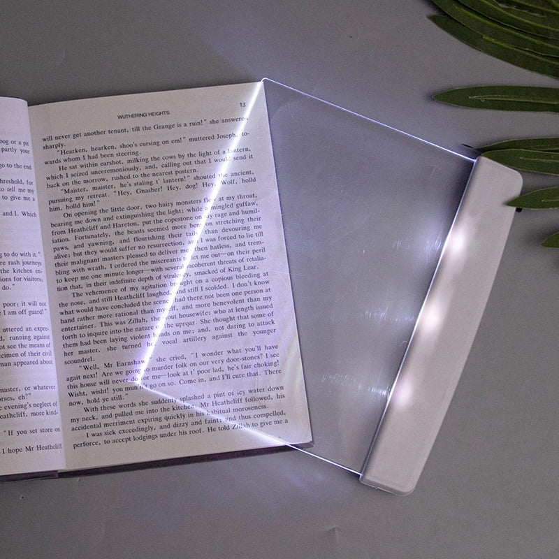 [Australia - AusPower] - Metionc Flat Book Light for Reading in Bed at Night,Eye Care Reading Lamp Portable Bookmark Light Clear LED Book Full Page Light Illuminator for Reading in Bed (White) White 