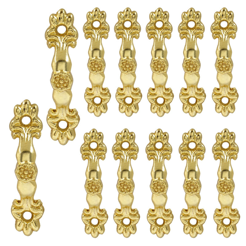[Australia - AusPower] - Aracombie 12 PCS Mini Vintage Cabinet Handles Jewelry Cabinet Pulls,Gold Cabinet Handles Decorative Drawer Pulls, Furniture Hardware Pulls for Mini Jewelry Box, Drawer, Chest(Hole Distance:30mm) 1.69*0.43 Gold 