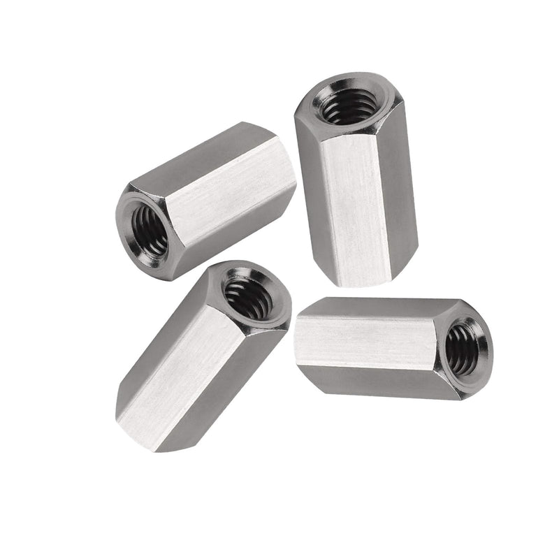 [Australia - AusPower] - M8 X 1.25-Pitch 24mm Length Metric Hex Coupling Nut 304 Stainless Steel Rod Coupling Nuts?Silver color 4? 