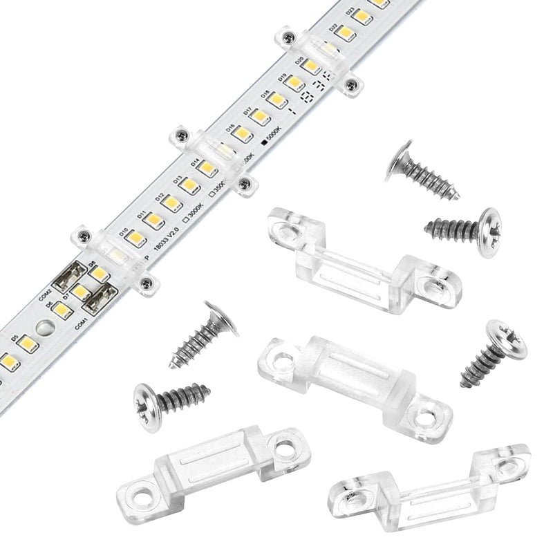 [Australia - AusPower] - Sliverdew 100PCS Strip Light Clips Mounting Clamps Double Side Light Fixture Fixing LED Light Bracket Clips with Screws, Outside Rope Light Hangers for 10 mm Wide Non Waterproof LED Strip Lights 