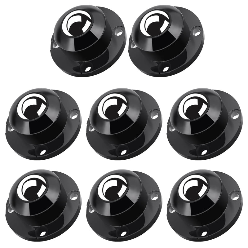 [Australia - AusPower] - Self Adhesive Caster Wheels - 360° Swivel Wheels for Furniture - 1 Inch Steel Universal Wheel, 28 LBS Load Capacity Per Wheel, Low Profile Roller for Small Appliance Storage Bins (8 PCS, Black) 8 Black-with Larger Ball Bearings 