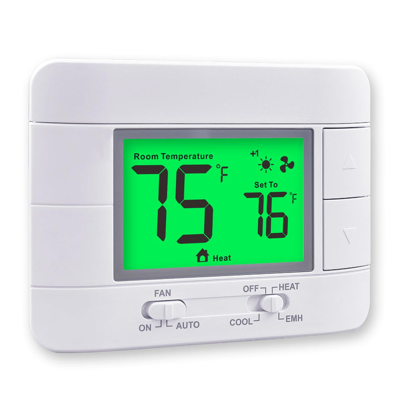 [Australia - AusPower] - Garystat Non-Programmable Heat Pump Thermostat for House 2 Heat/1 Cool, with Temperature & Humidity Monitor and Large Green LCD 