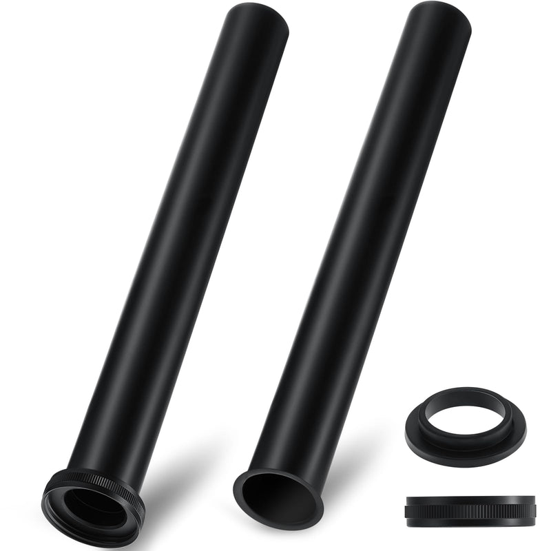 [Australia - AusPower] - Tandefio 2 Pcs Flanged Sink Tailpiece 1-1/4" OD x 12" Brass Extension Tube for Trap Inlet Waste Sink Pipe Drain Connections, Black 