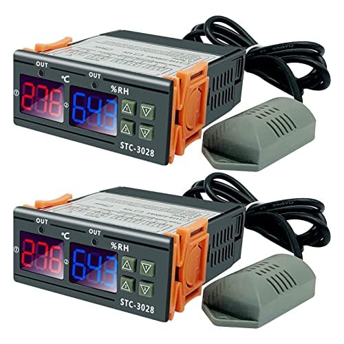 [Australia - AusPower] - 2Pcs All-Purpose Intelligent Digital Display Temperature and Humidity Controller with Dual Displays and Relay Outputs STC-3028 10A AC110~220V for Incubator Brooder Refrigerator Fermenter Greenhouse 