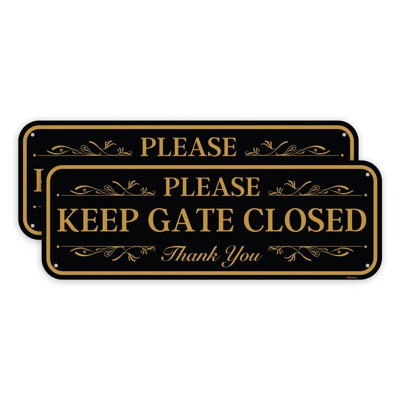 [Australia - AusPower] - 2PC Please Keep Gate Closed Sign, 10 x 3.5 Inches - Aluminum - Please Close Gate Thank You Sign Please Keep Gate Closed Thank You 10" x 3.5" 